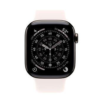 Apple Watch Series 11, 46 mm, Slate Titanium GPS+Cellular, Light Blush Sport Band S/M